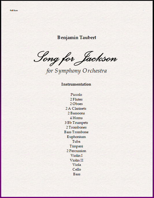 Song for Jackson (Orchestra Score)