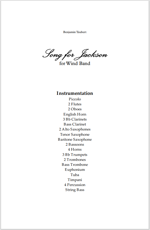 Song for Jackson (Wind Band Score)